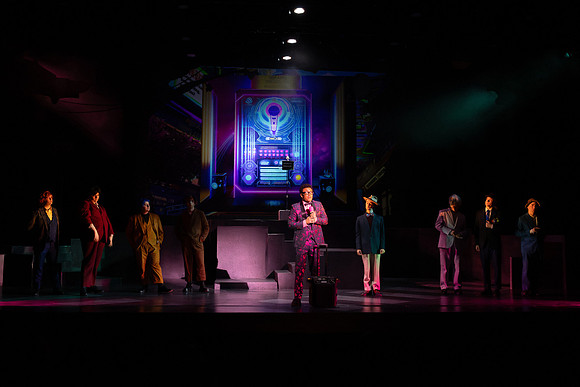 Students performing in the play The Mikado.