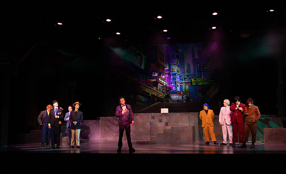 Students performing in the play The Mikado.