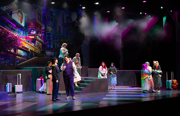 Students performing in the play The Mikado.