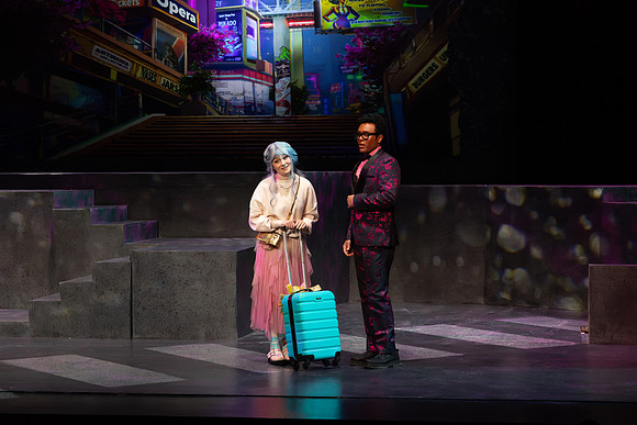 Students performing in the play The Mikado.