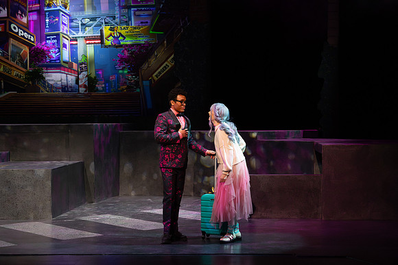 Students performing in the play The Mikado.