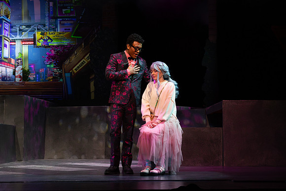 Students performing in the play The Mikado.