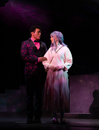 Students performing in the play The Mikado.