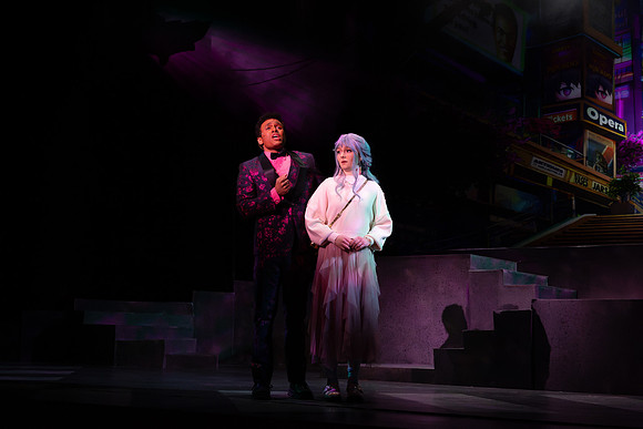 Students performing in the play The Mikado.