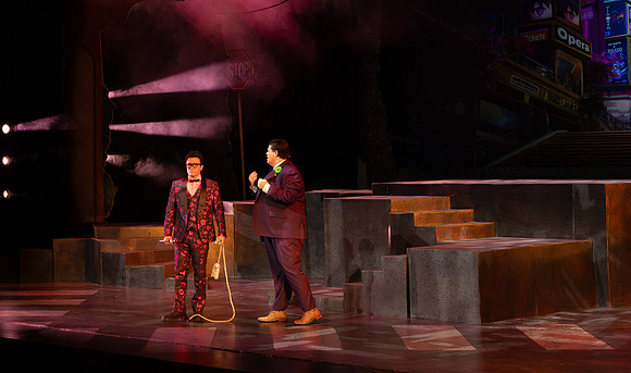 Students performing in the play The Mikado.