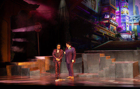 Students performing in the play The Mikado.