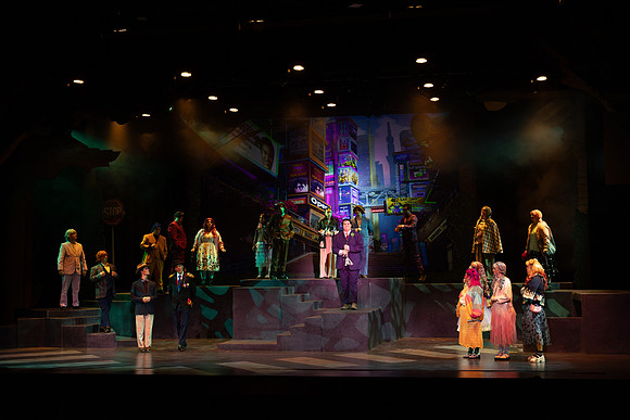 Students performing in the play The Mikado.