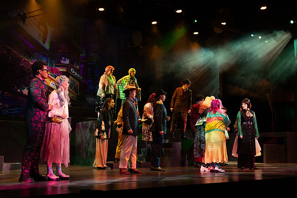 Students performing in the play The Mikado.