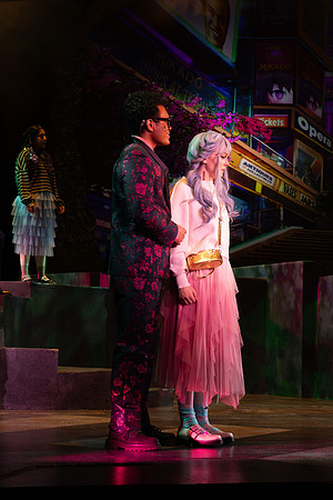 Students performing in the play The Mikado.