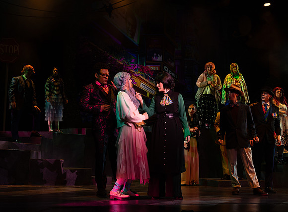 Students performing in the play The Mikado.