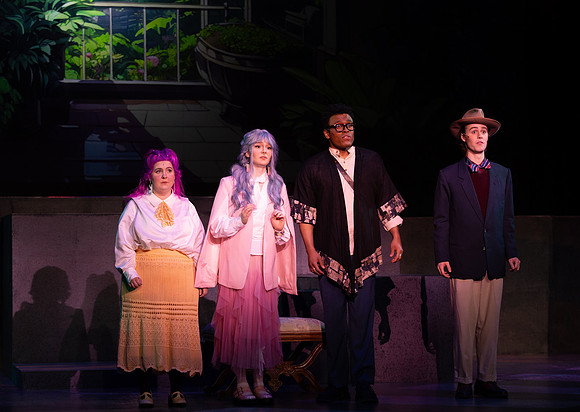 Students performing in the play The Mikado.