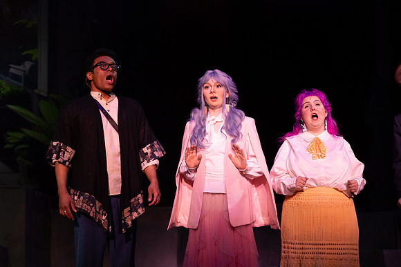 Students performing in the play The Mikado.