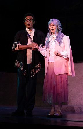 Students performing in the play The Mikado.