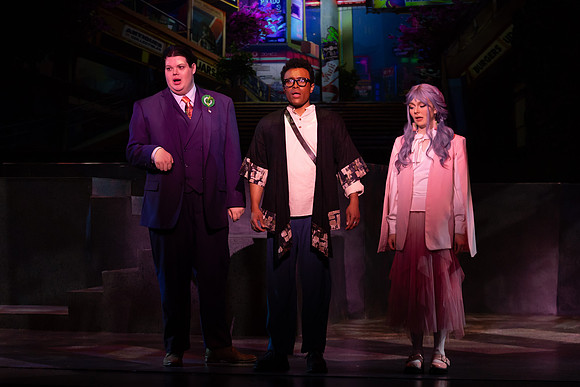 Students performing in the play The Mikado.