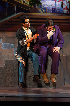 Students performing in the play The Mikado.