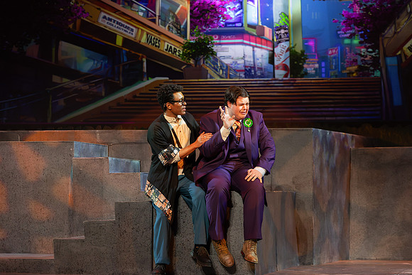 Students performing in the play The Mikado.