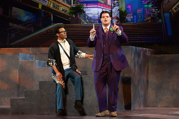 Students performing in the play The Mikado.