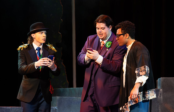 Students performing in the play The Mikado.