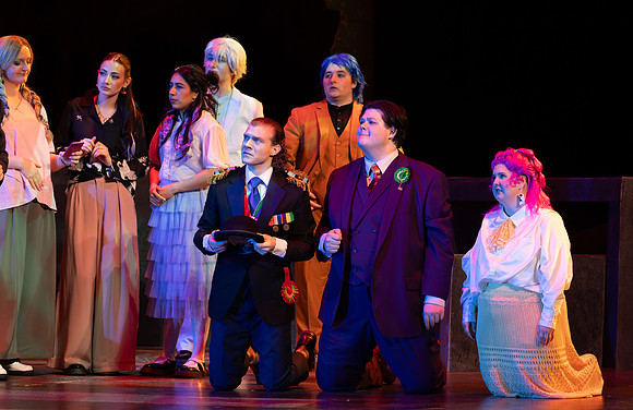 Students performing in the play The Mikado.