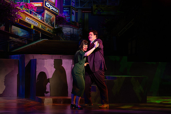 Students performing in the play The Mikado.