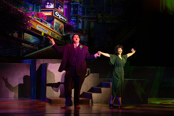 Students performing in the play The Mikado.