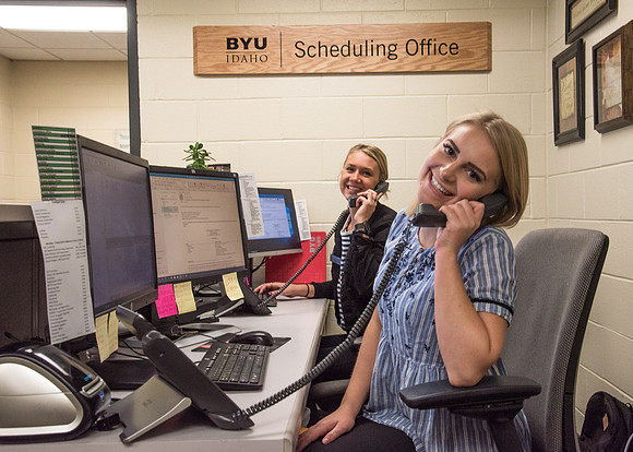 Student Employees in the BYU-Idaho Scheduling Office