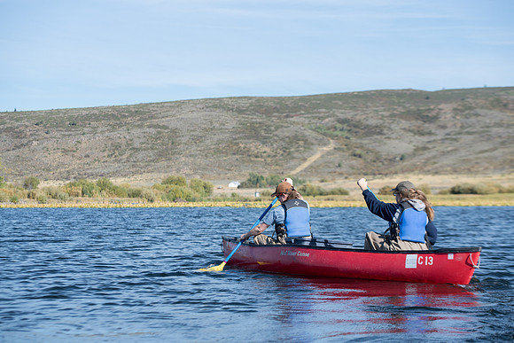 Students in the class of Principle of Fish Management,taught by Brother Billman, learn how to set gill nets to capture fish in the ponds at Sand Creek.