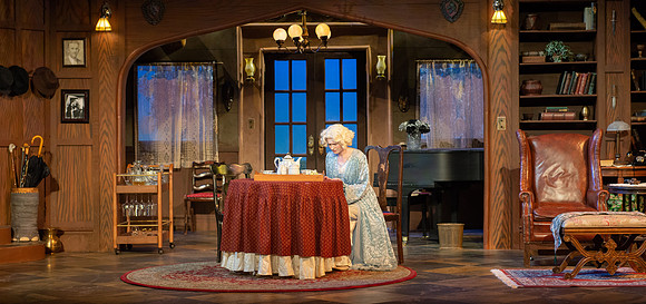 Drama dress rehearsal for the Blithe Spirit play in the Snow theater.
