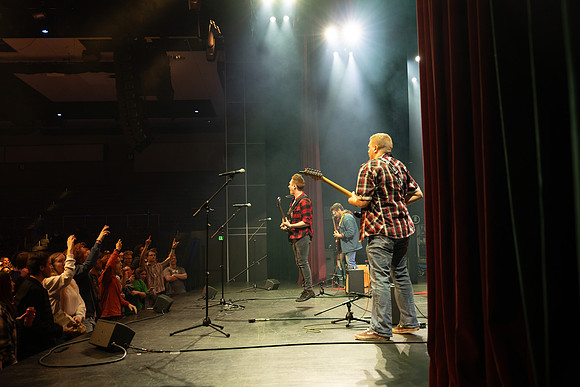 Students performing at Battle of the Bands.
