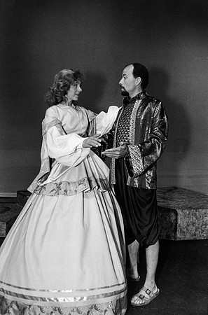 A man and a woman dancing.