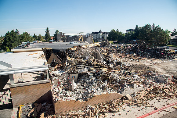 Big D Construction doing some major Destruction to the Kirkham Building.