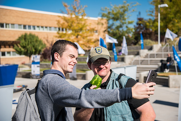 Students participate in a watermelon eating contest during Spirit week on, Fall Semester.