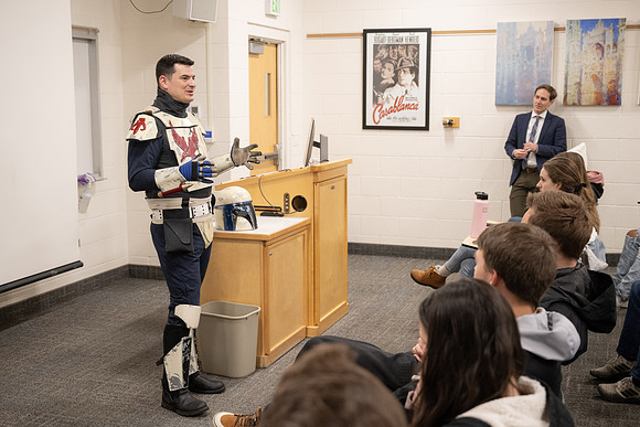Campus Curriculum Development: Rob McKenzie shows off his Mandalorin suit.
