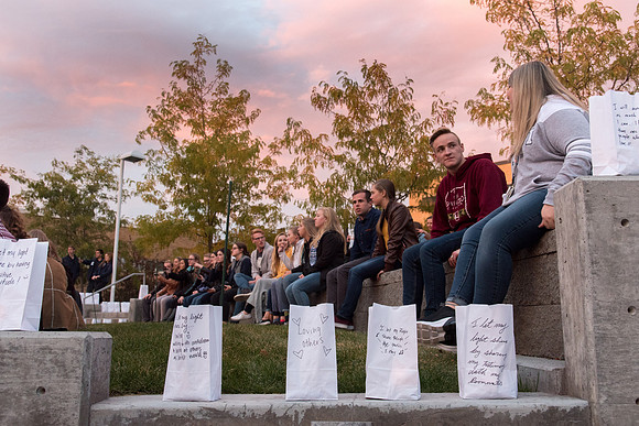 Lighting the BYUI Spirit Week cauldron, luminaries, free hot dogs, fire-pits with S'mores.