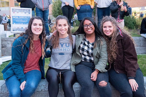 Lighting the BYUI Spirit Week cauldron, luminaries, free hot dogs, fire-pits with S'mores.
