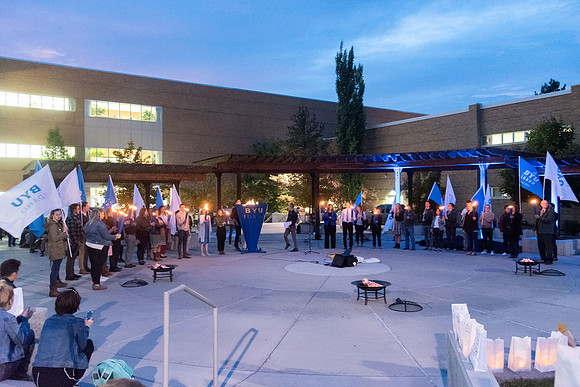 Lighting the BYUI Spirit Week cauldron, luminaries, free hot dogs, fire-pits with S'mores.