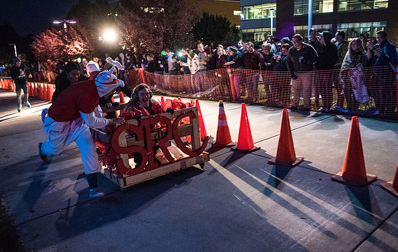 The Chariot Race was held in between the I-Center and the Manwaring student center as part of the Spirit Week celebrations. Fall Semester.