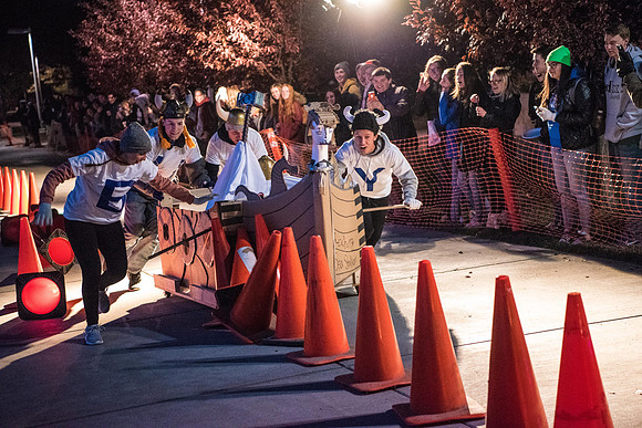 The Chariot Race was held in between the I-Center and the Manwaring student center as part of the Spirit Week celebrations. Fall Semester.