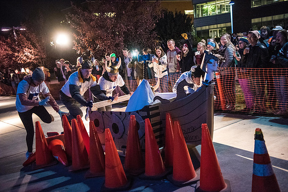 The Chariot Race was held in between the I-Center and the Manwaring student center as part of the Spirit Week celebrations. Fall Semester.