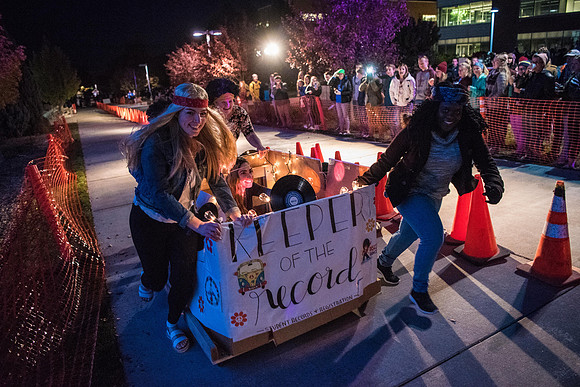 The Chariot Race was held in between the I-Center and the Manwaring student center as part of the Spirit Week celebrations. Fall Semester.