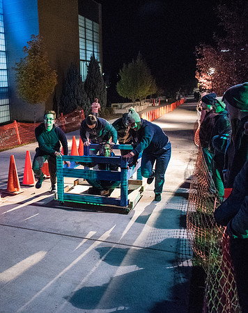 The Chariot Race was held in between the I-Center and the Manwaring student center as part of the Spirit Week celebrations. Fall Semester.