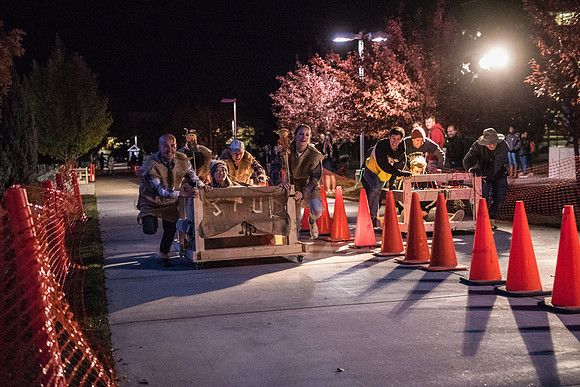 The Chariot Race was held in between the I-Center and the Manwaring student center as part of the Spirit Week celebrations. Fall Semester.