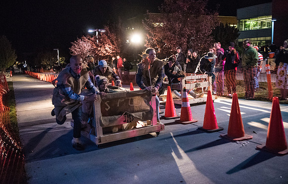 The Chariot Race was held in between the I-Center and the Manwaring student center as part of the Spirit Week celebrations. Fall Semester.