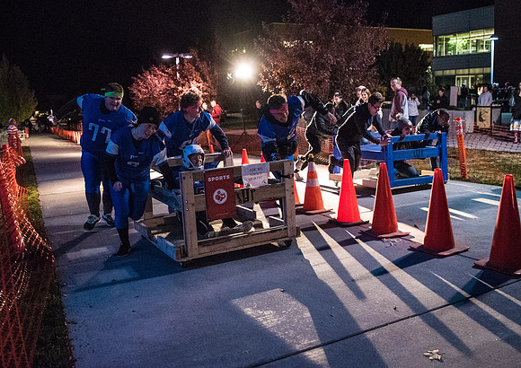 The Chariot Race was held in between the I-Center and the Manwaring student center as part of the Spirit Week celebrations. Fall Semester.