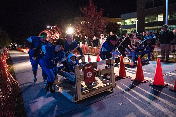 The Chariot Race was held in between the I-Center and the Manwaring student center as part of the Spirit Week celebrations. Fall Semester.