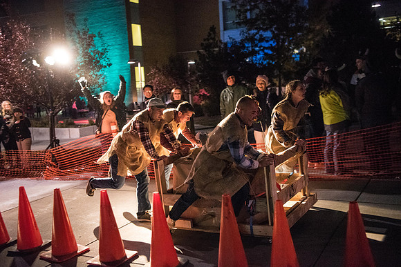 The Chariot Race was held in between the I-Center and the Manwaring student center as part of the Spirit Week celebrations. Fall Semester.
