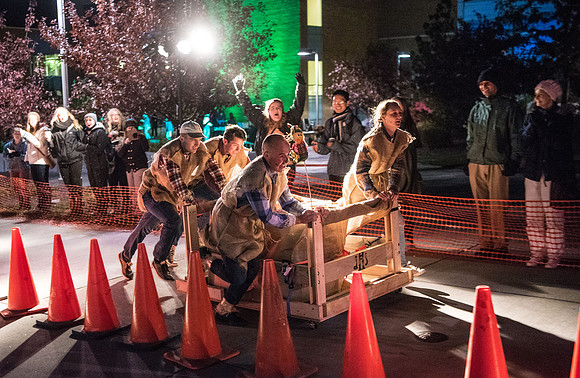 The Chariot Race was held in between the I-Center and the Manwaring student center as part of the Spirit Week celebrations. Fall Semester.