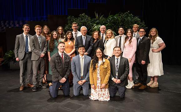 Elder and sister Gong meet with students of BYU-Idaho.