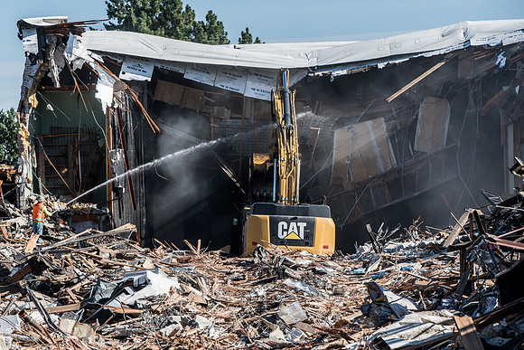Big D Construction demolishing the Kirkham building during Summer break.