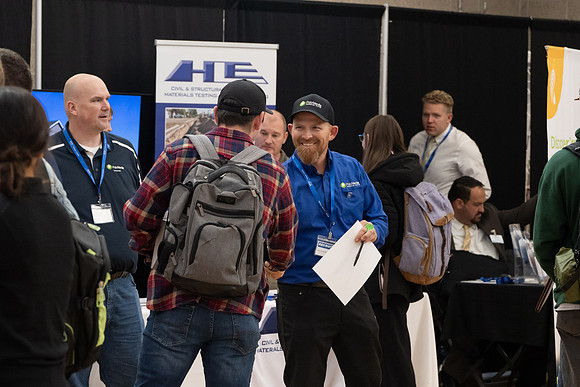 Students gather in the I-Center courts at the 2024 Winter Career fair.